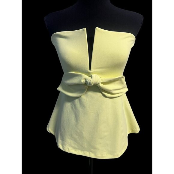 Susana Monaco Strapless Bow Front Top Lemon Yellow, BABY DOLL, SM - Picture 5 of 15